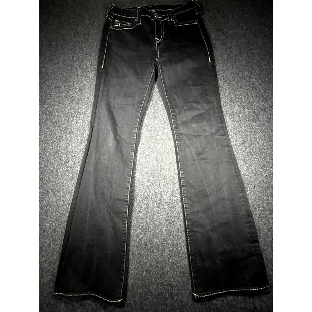 Vintage True Religion Becca Mid Rise Bootcut Jeans Women's 33 Black Dark Wash